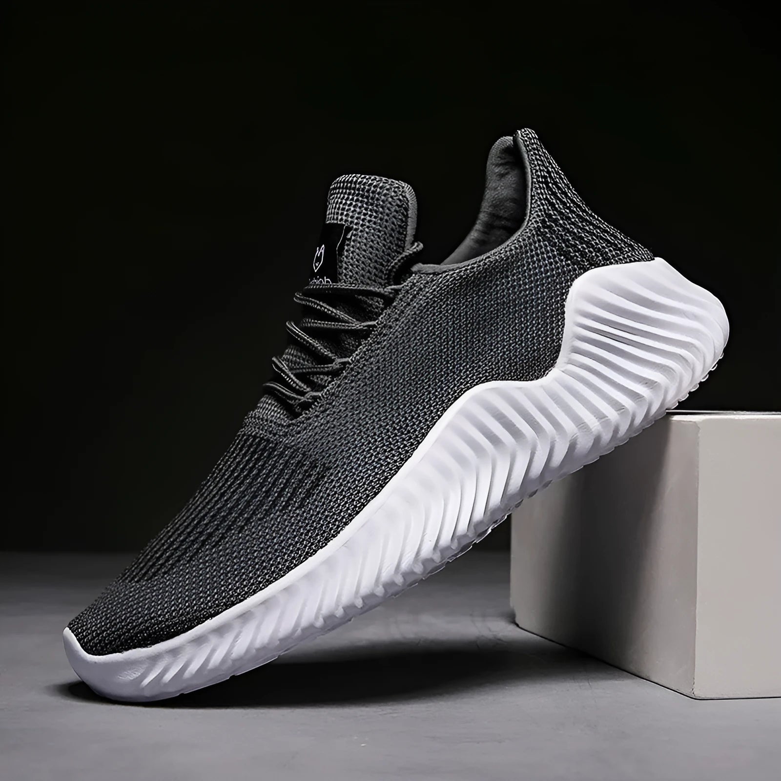 Living Passion Runners low top air cushion running shoes in black with net layer cloth surface