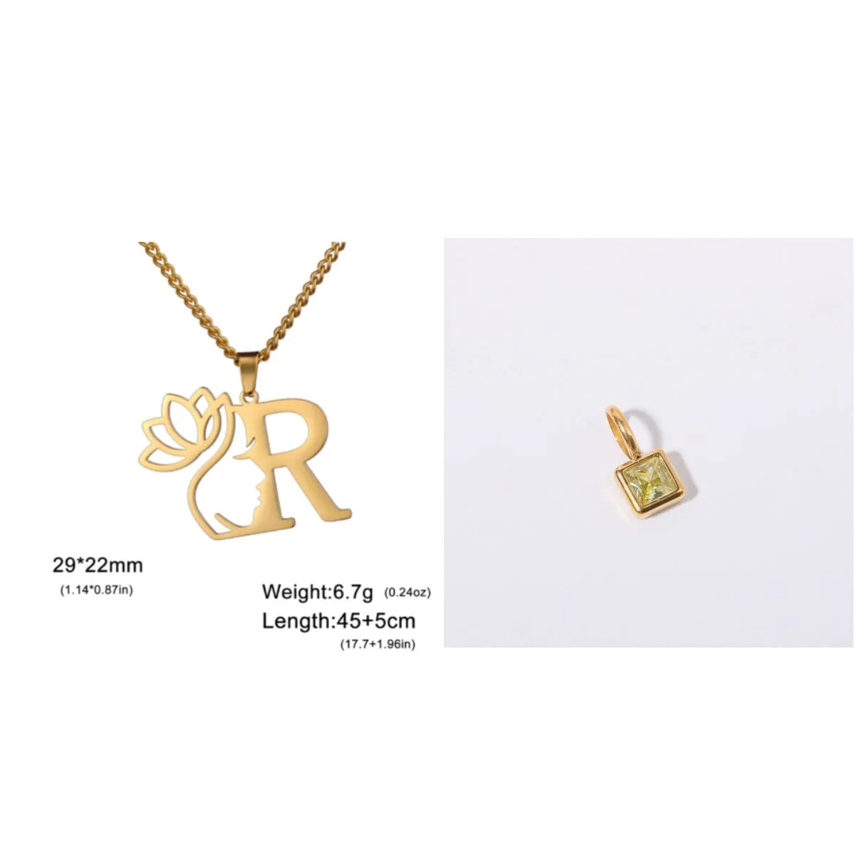 Stainless steel cross chain necklace with pendant in gold or silver electroplated finish