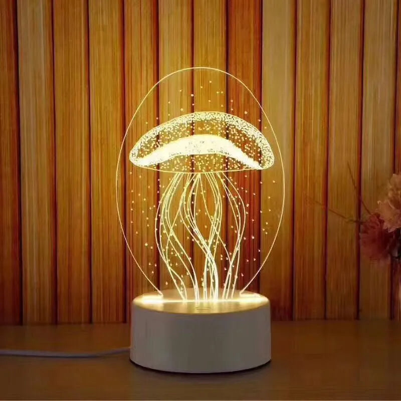 USB acrylic night light 4W touch control three colour temperatures bedside decoration 20x17.5cm