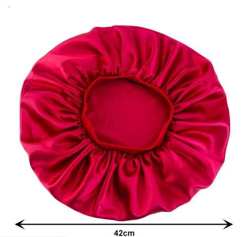 Beauty print satin silk bonnet sleep cap with elastic edge, available in multiple colours
