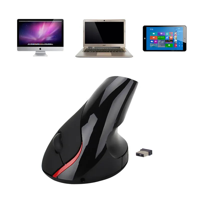 Wireless vertical ergonomic rechargeable mouse in Gray with ergonomic grip design