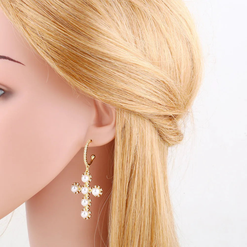Women's copper geometric circle ear clip eardrops in two colour options