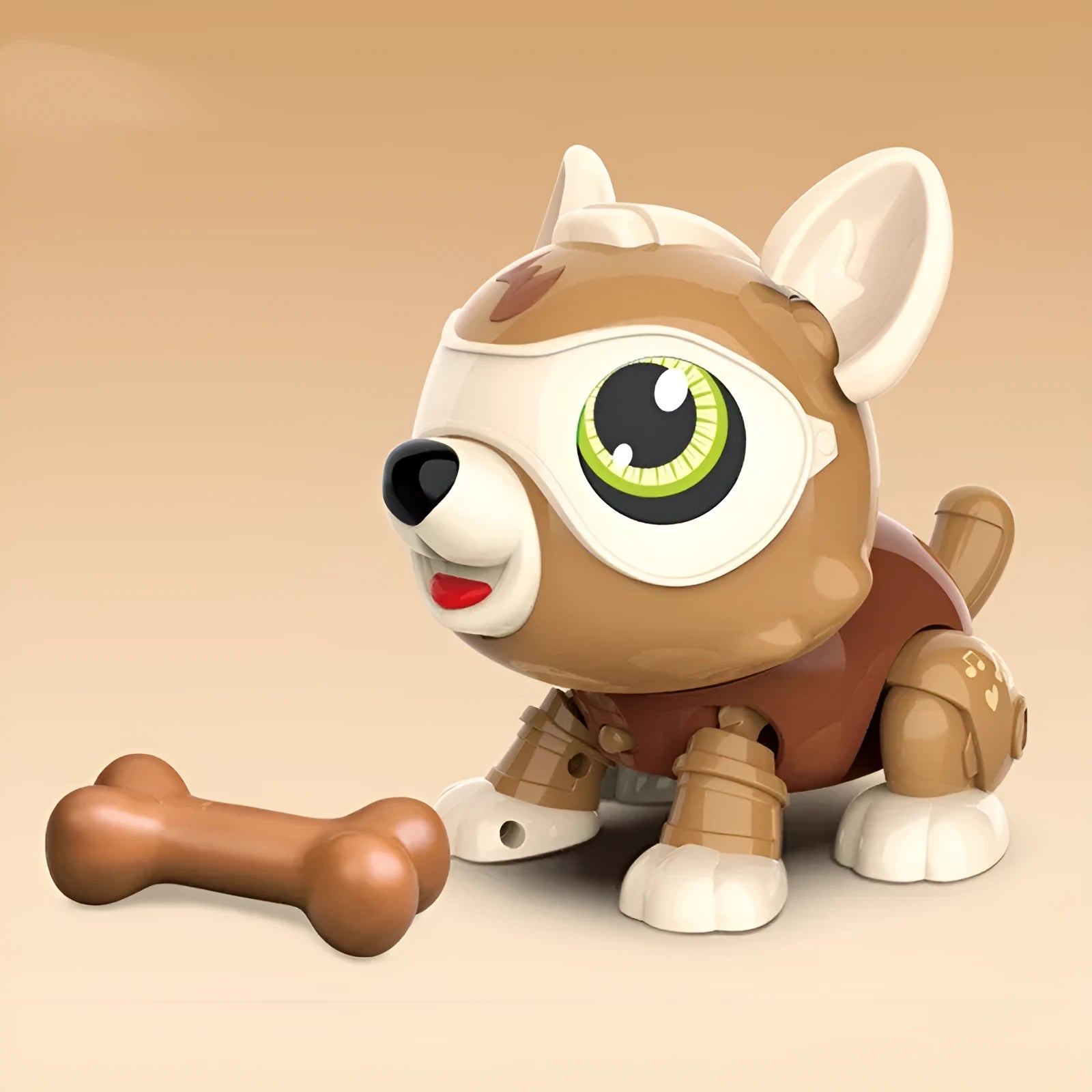 DIY mechanical electronic robot dog in Persian brown with voice control and touch sensing