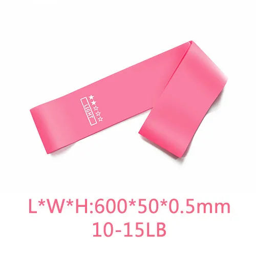 Pink gradient latex yoga tension bands set of five with different resistances