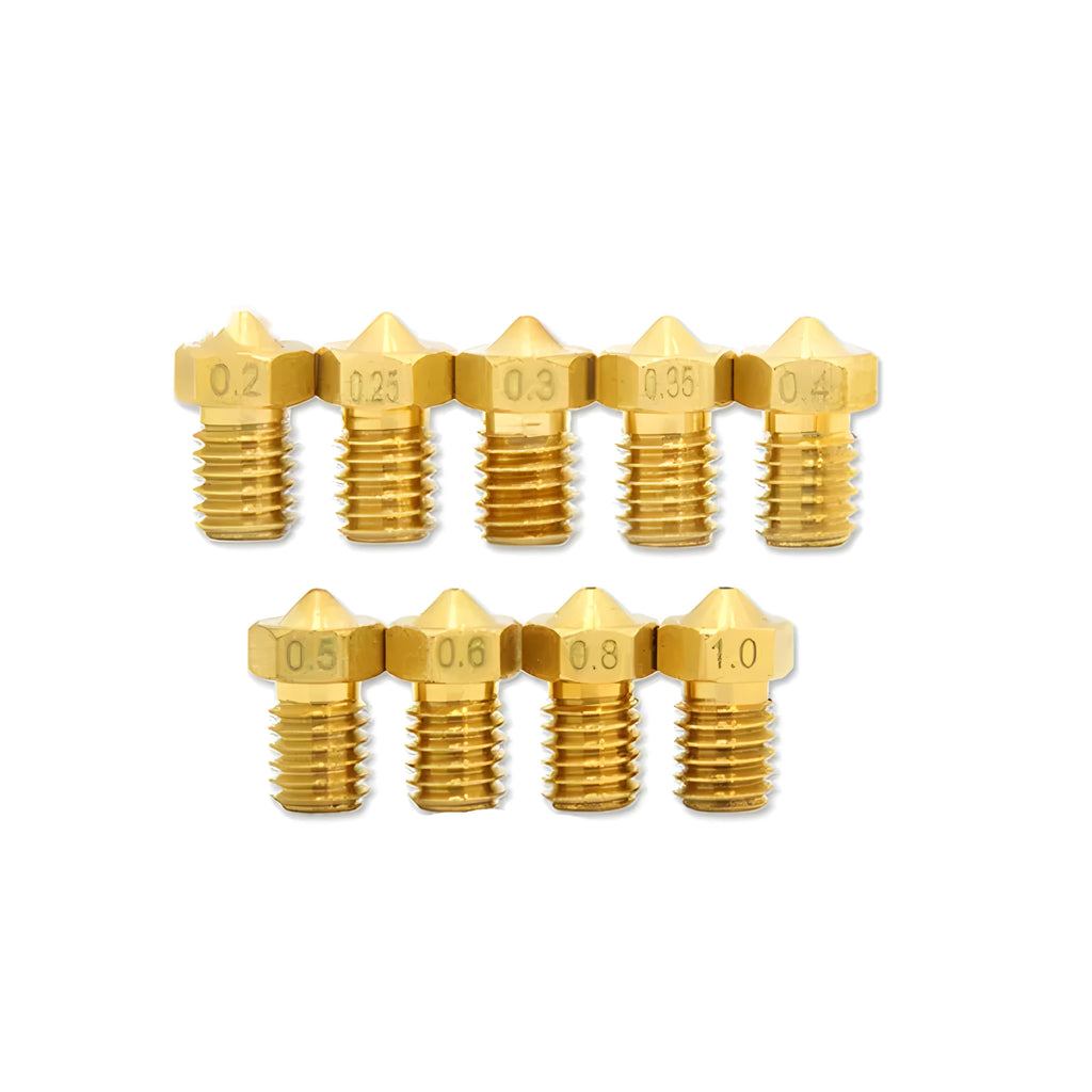 Brass 3D printer nozzle with M6 thread and 1.75mm filament support, 7mm x 12mm size