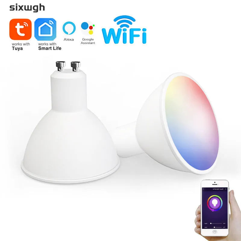 Smart RGBCCT GU10 LED spotlight with WiFi control and colour changing capability