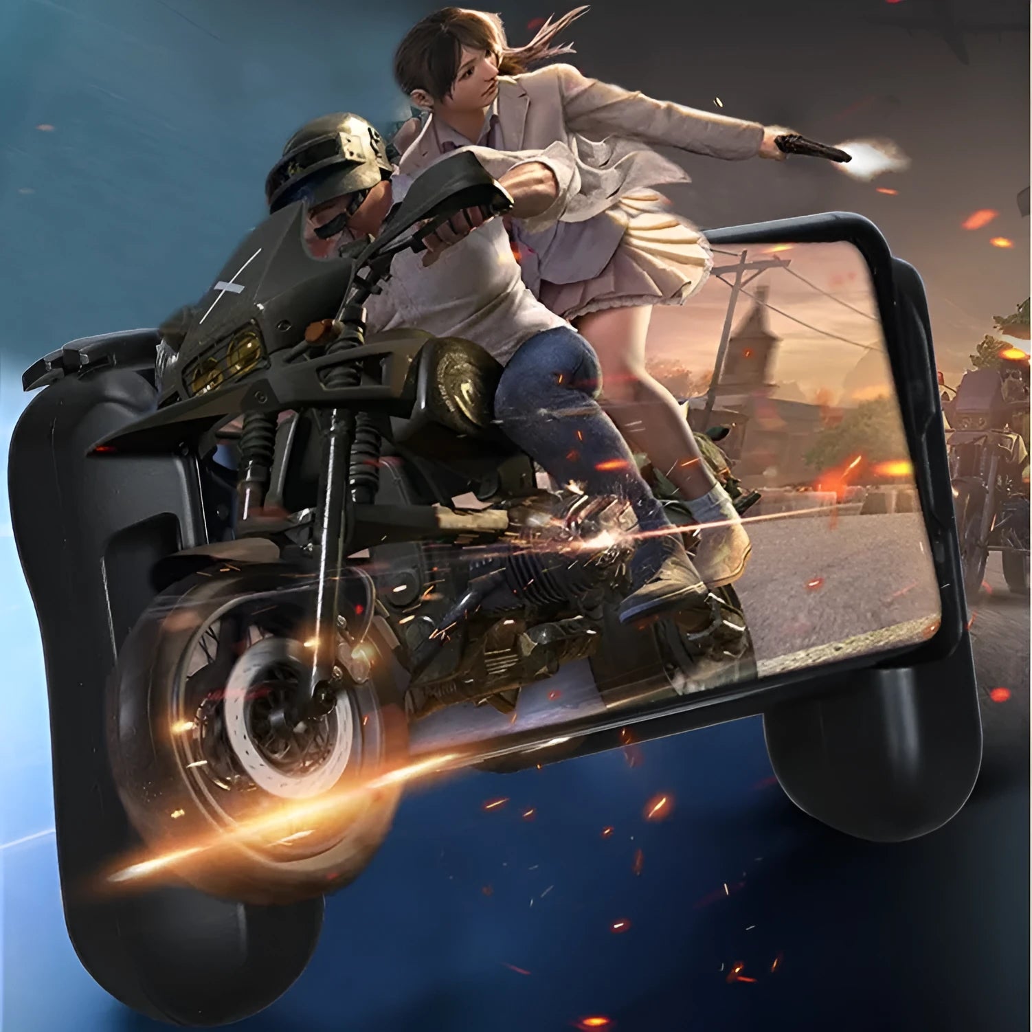 Black cooling Bluetooth game controller for iPhone mobile gaming with 10-hour battery