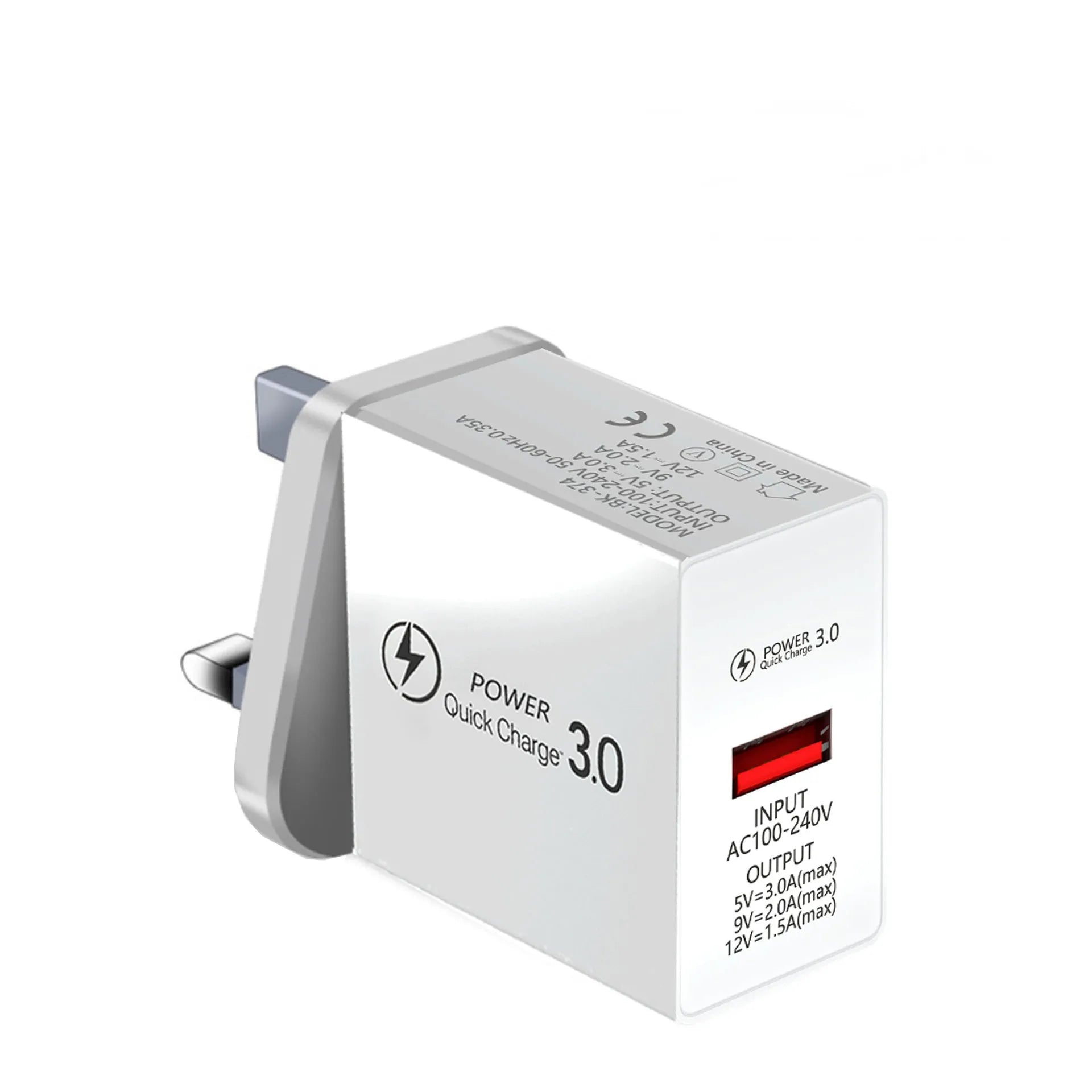 18W Quick Charge 3.0 USB wall charger EU plug in black and white finishes for smartphones