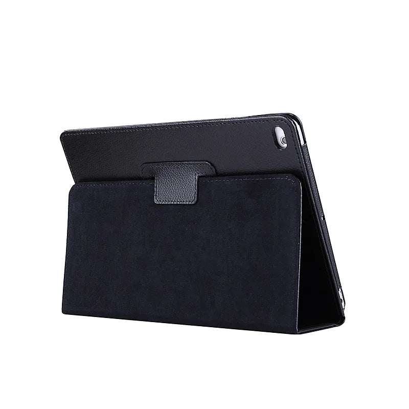 Flat imitation leather protective case for iPad 2 3 4 9.7 inch with two-fold stand, Black style