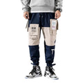 Harlan beam pants in green, grey, and navy blue cotton with elastic waistband, straight-leg design, sizes M to 5XL