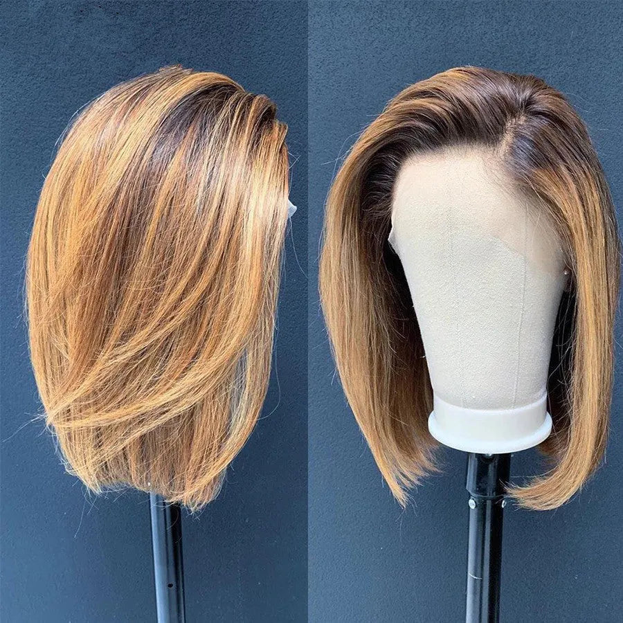 High temperature silk side split colour wig in coffee gradient, 70cm long hair wig for women