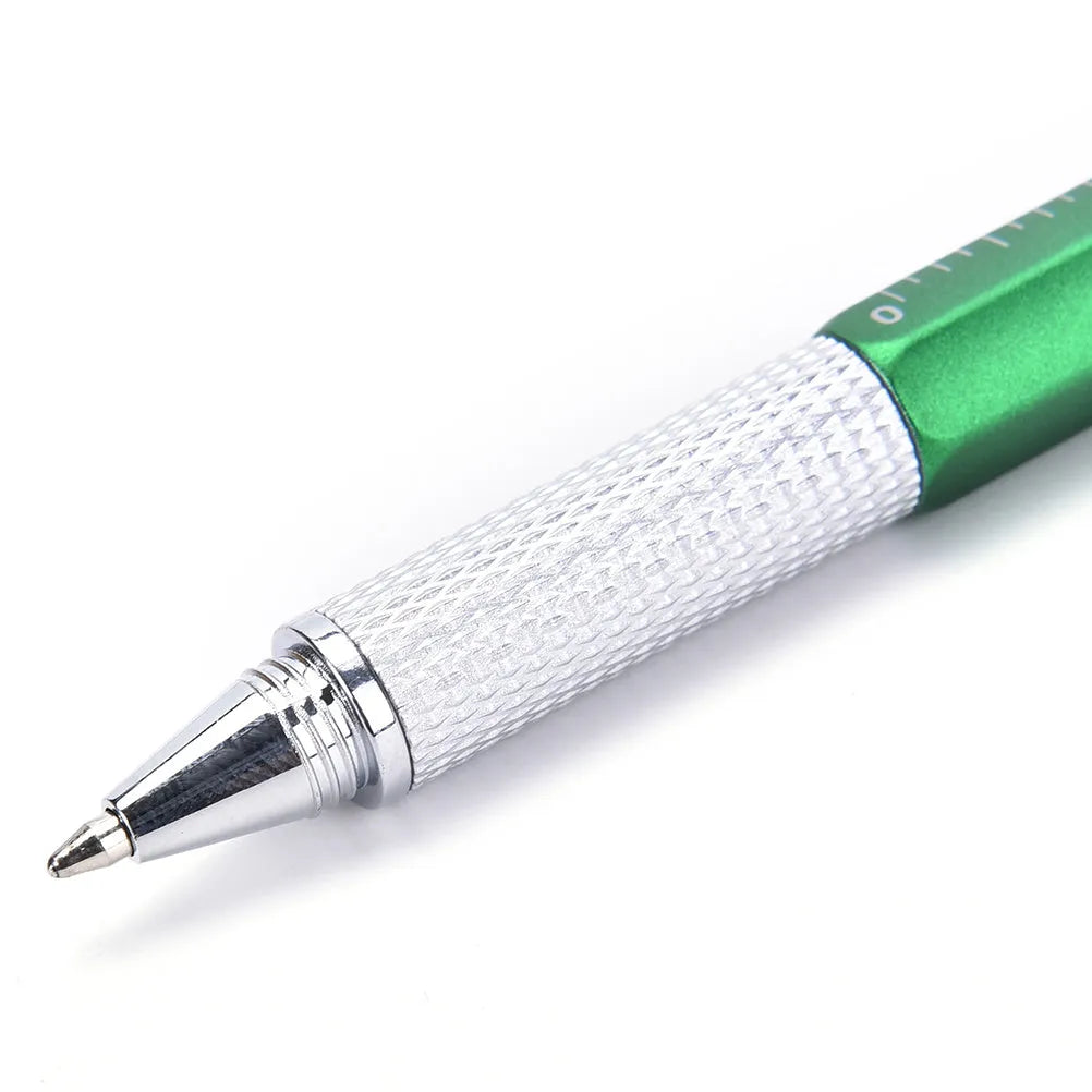 Multi-function 6 in 1 touch screen stylus ballpoint pen with spirit level and screwdrivers in black, blue, green, red, silver, yellow