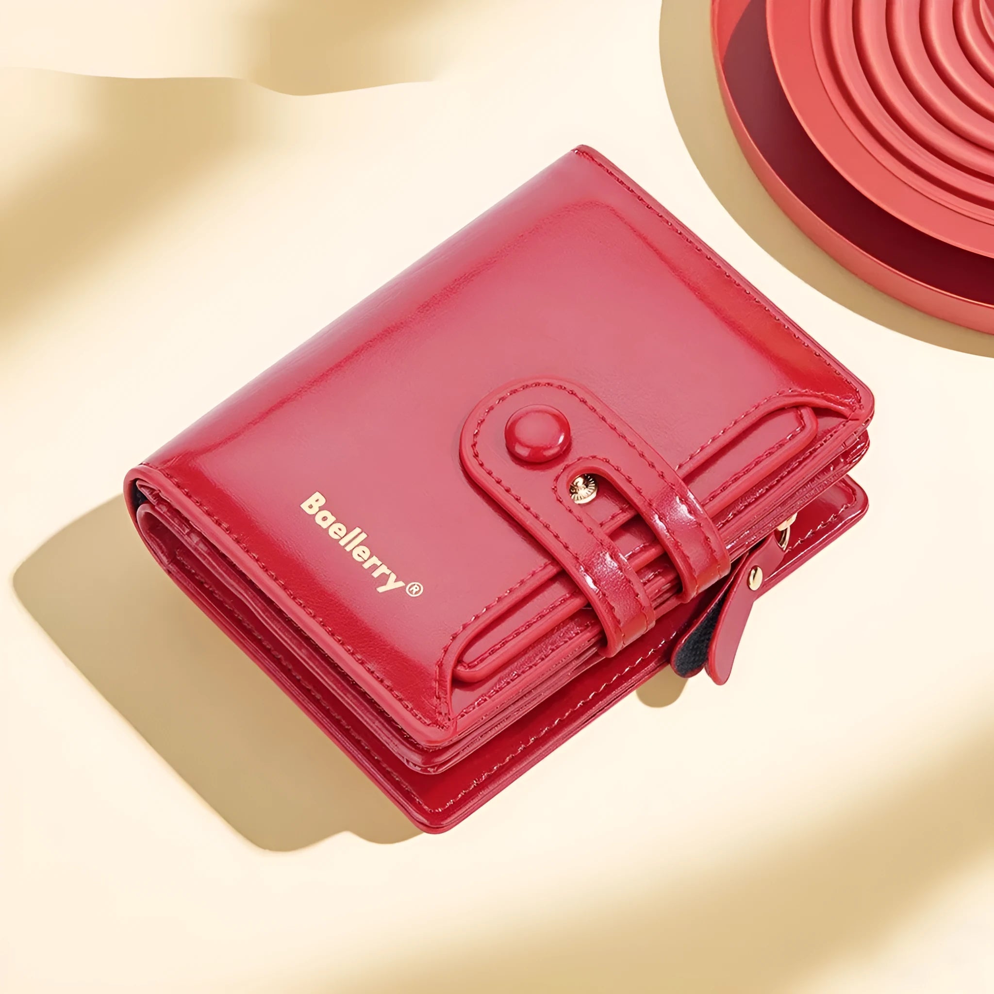 Women's PU leather card holder wallet shown in multiple colour options including black, pink, and blue.