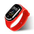 Smart bracelet and wireless earphone combo in silicone with touchscreen display showing fitness metrics
