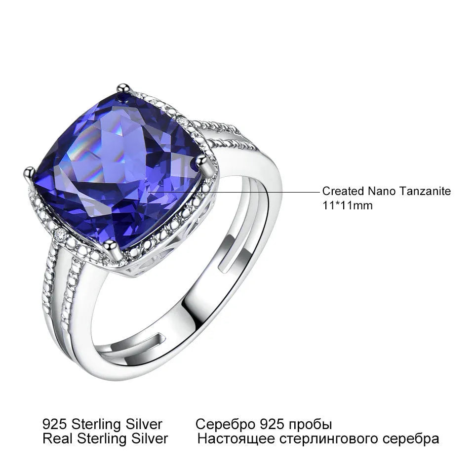 925 sterling silver ring with genuine blue tanzanite gemstone, women's fine jewellery