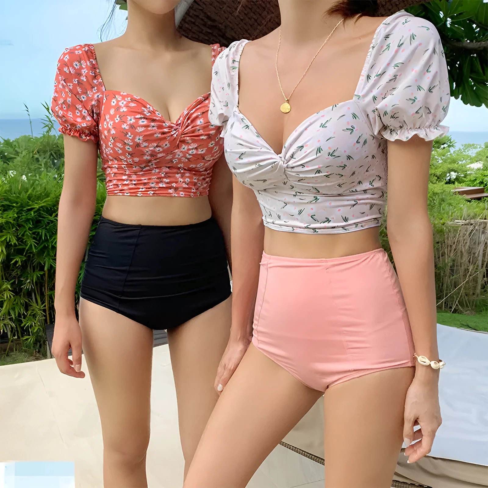 Women's hot spring swimwear top in black nylon fabric size M