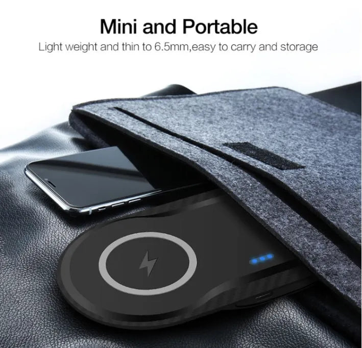 Black and white dual-coil 10W wireless charging pad for two mobile phones