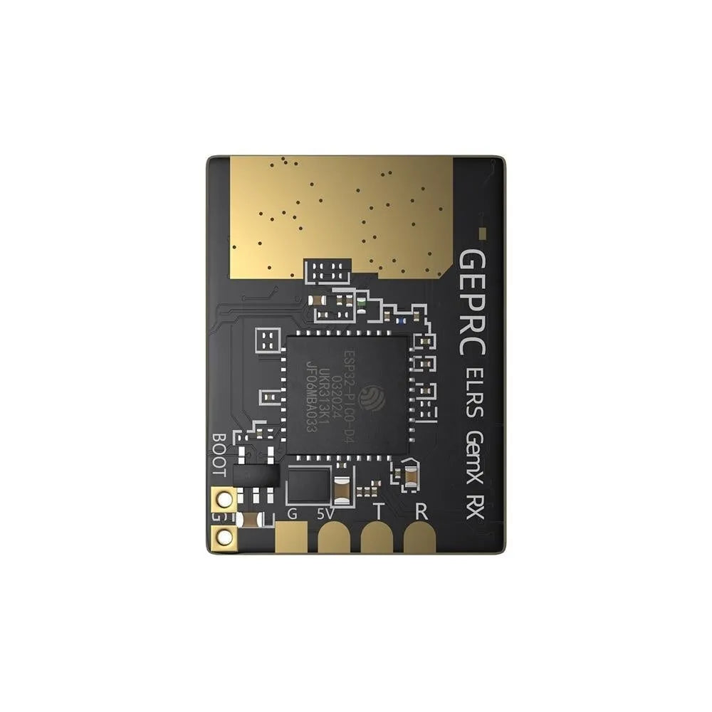 ELRS dual-frequency FPV drone receiver with two T-shaped antennas and installation accessories.