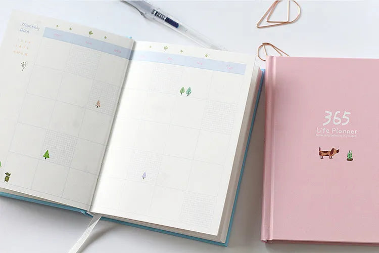 Schedule This Hardback Colour Set Inside Notebook with 228 pages, 100gsm paper, original designer illustration, dark green cover