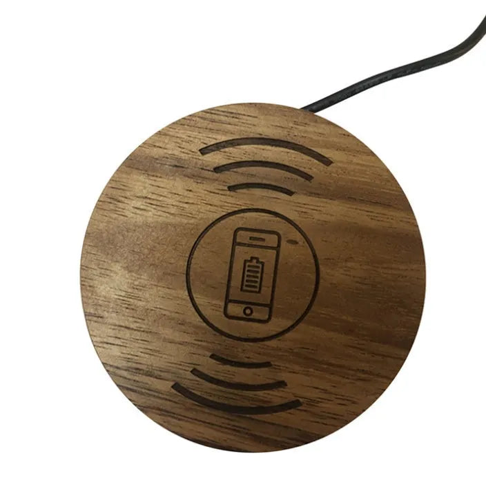 60mm black round embedded wireless phone charger for desk or table installation
