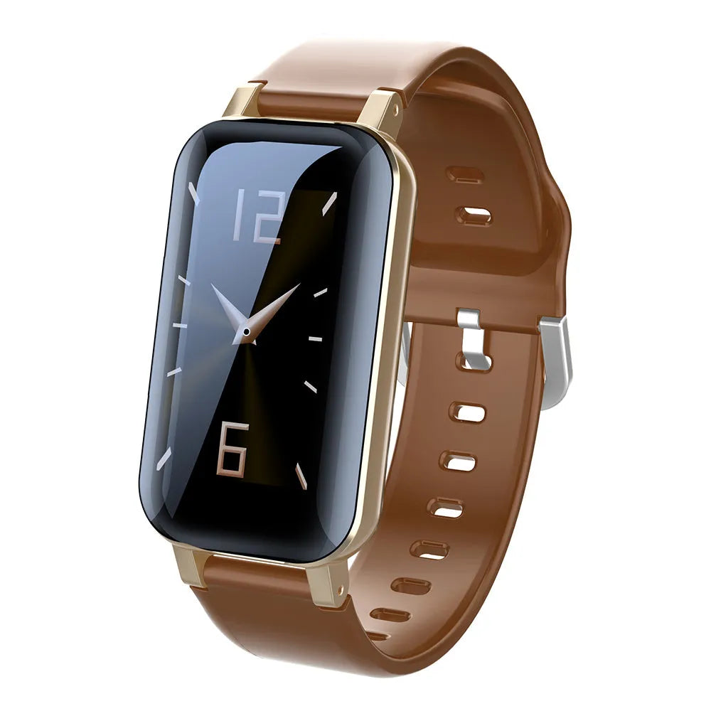 Call Bracelet smart bracelet in black, blue or coffee colours showing heart rate monitoring function