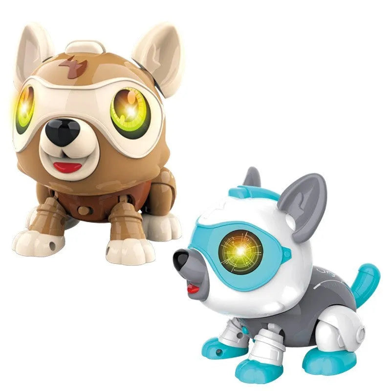 DIY mechanical electronic robot dog in Persian brown with voice control and touch sensing
