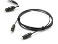 OD2.2 digital optical audio cable with TOSLINK connectors showing slim 2.2mm black PVC jacket.