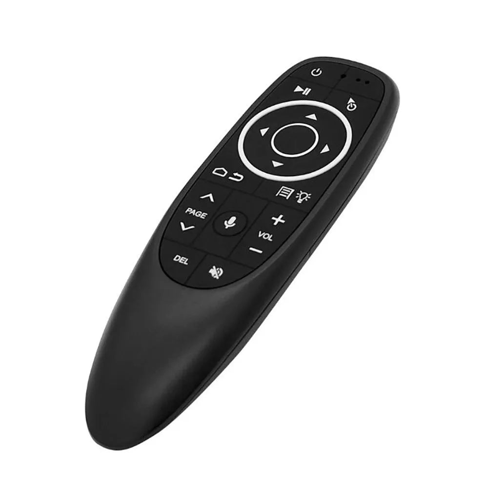 G10 G10S intelligent voice remote control with silicone buttons and plastic shell.