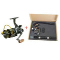 MG3000 double brake full metal fishing reel with folding rocker arm and wooden handle