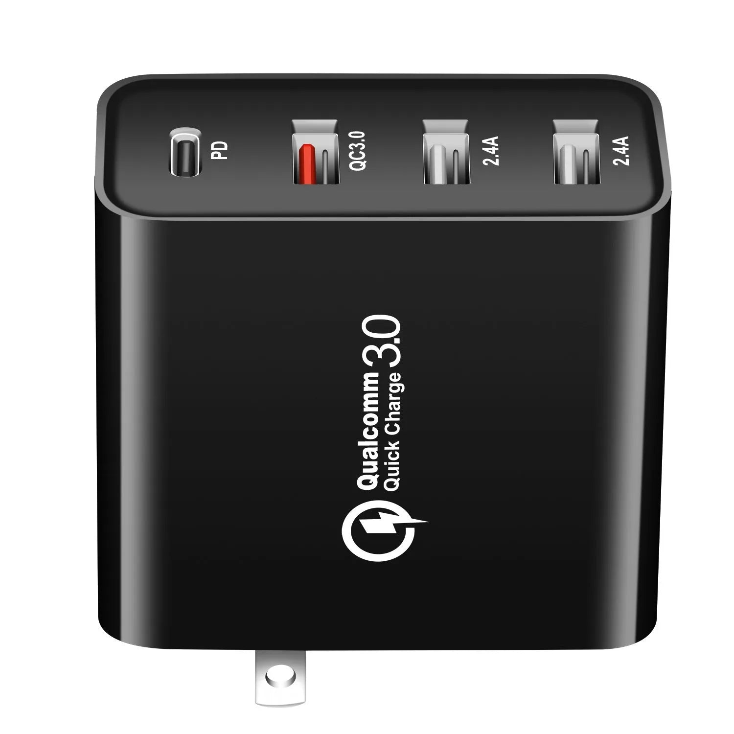 48W PD fast charger with four Type-C ports in black or white with regional plug options