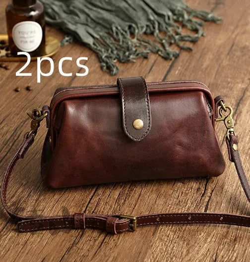 Clementine purse pillow shape leather with single strap brown colour