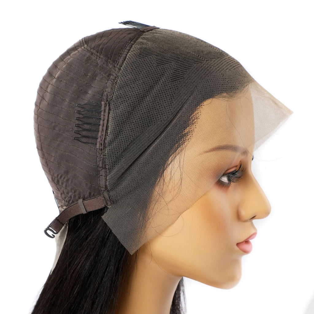 Real human hair lace front wig black hand woven natural style 8 to 30 inches