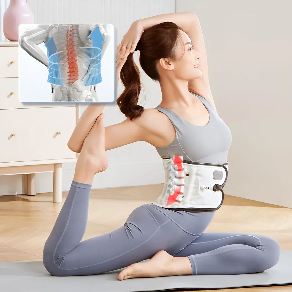 Automatic inflation lumbar waist support belt in size S or M for back pain correction.
