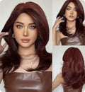 Mid-length platinum gradient colour wig with long curly hair and bangs in synthetic high-temperature fibre
