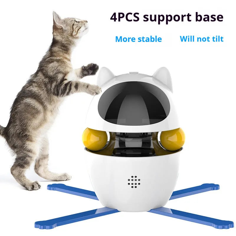 White interactive cat toy with funny stick and elastic rope for indoor cats