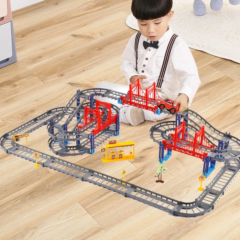 Electric high-speed rail toy in grey ABS plastic, compact size, for children aged 3 plus