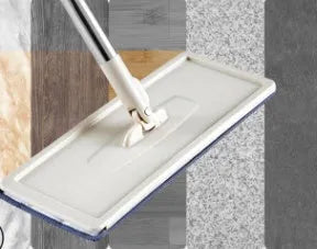 Blue lazy mop with microfiber flat head and bucket for wooden tile marble floors 33cm