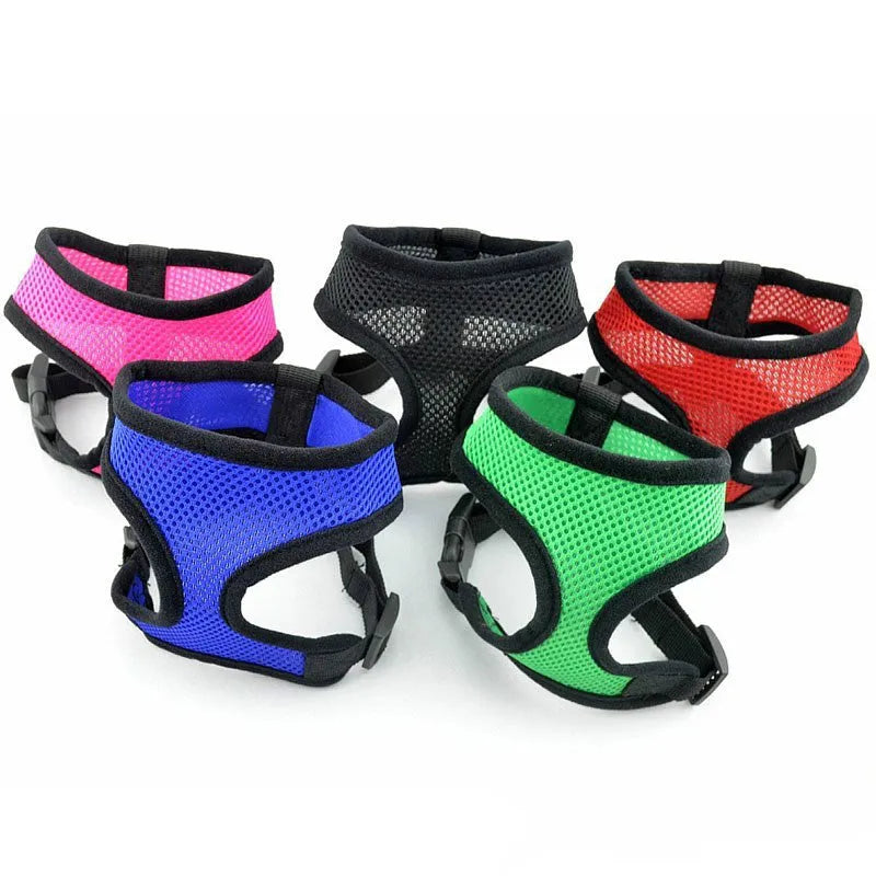 Pet puppy small dog cat padded nylon vest, adjustable chest, black colour, outdoor walks