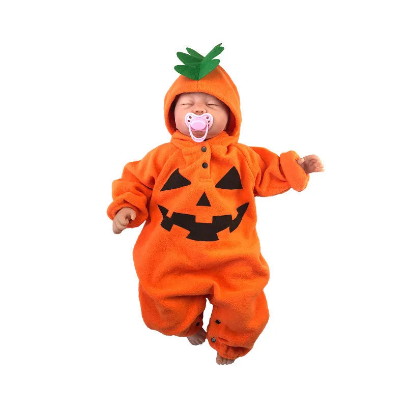 Baby Halloween clothes orange cotton long sleeve pullover, 95% cotton, non-hooded, size 80cm