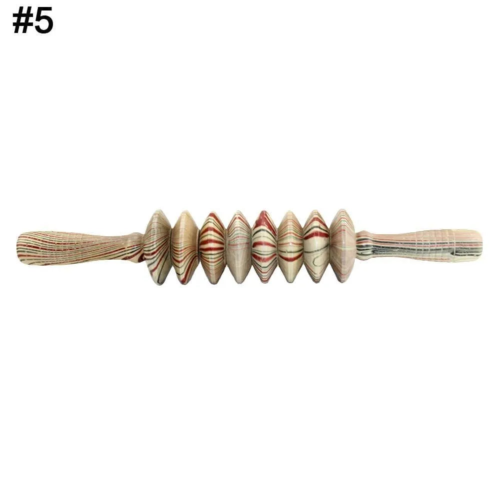 Gym Sports wooden roller massage stick 39 cm length 18 cm roller with steel shaft, five style options