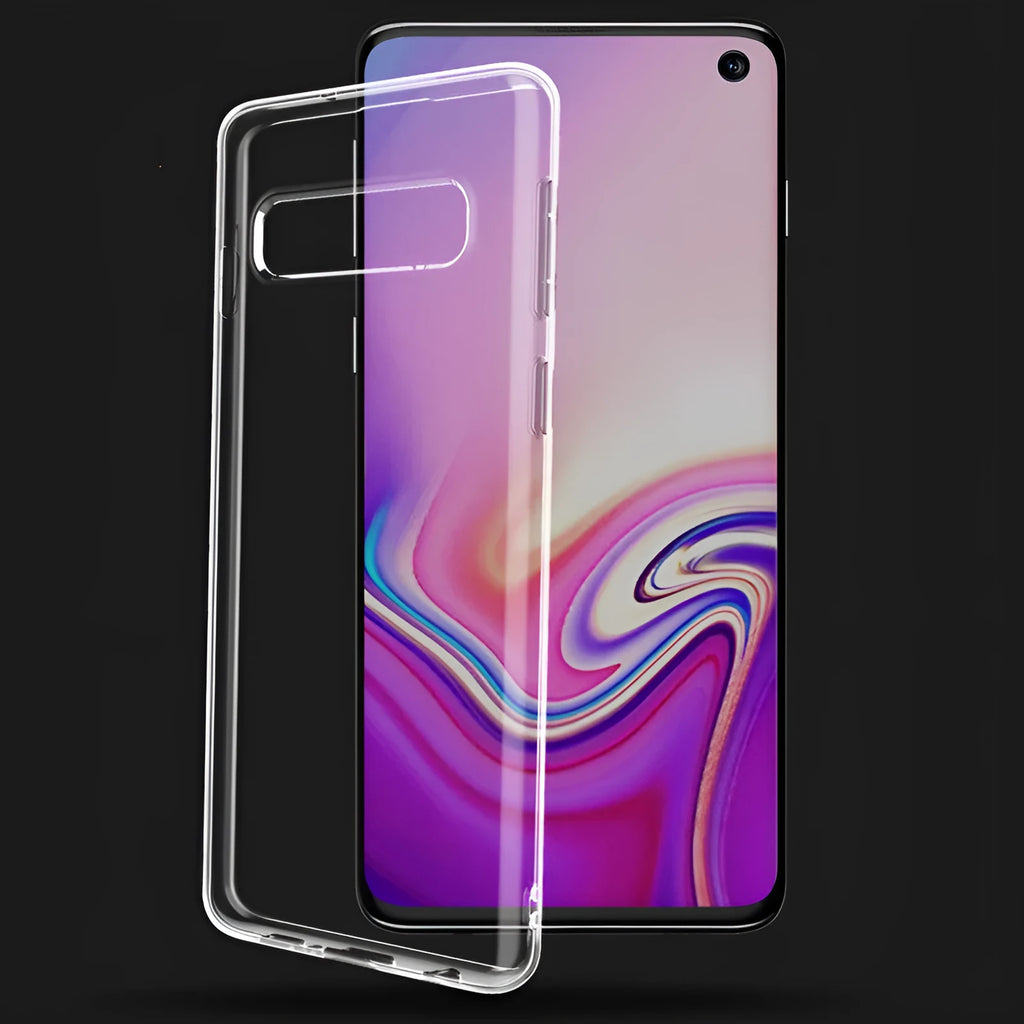 Transparent anti-soft shell TPU phone case for Samsung S10, S10e, S10plus with precise cutouts
