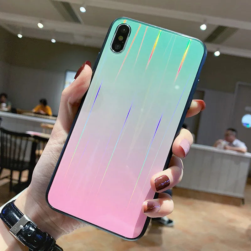 Gradient glass phone case with starry sky design back cover for Huawei models