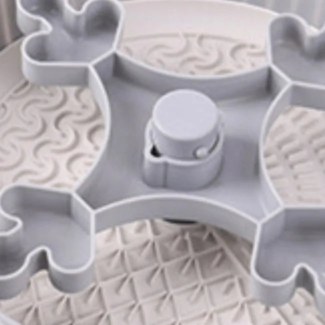 Pet feeding bowl with rotating game board and silicone anti-choke pad in various colour options