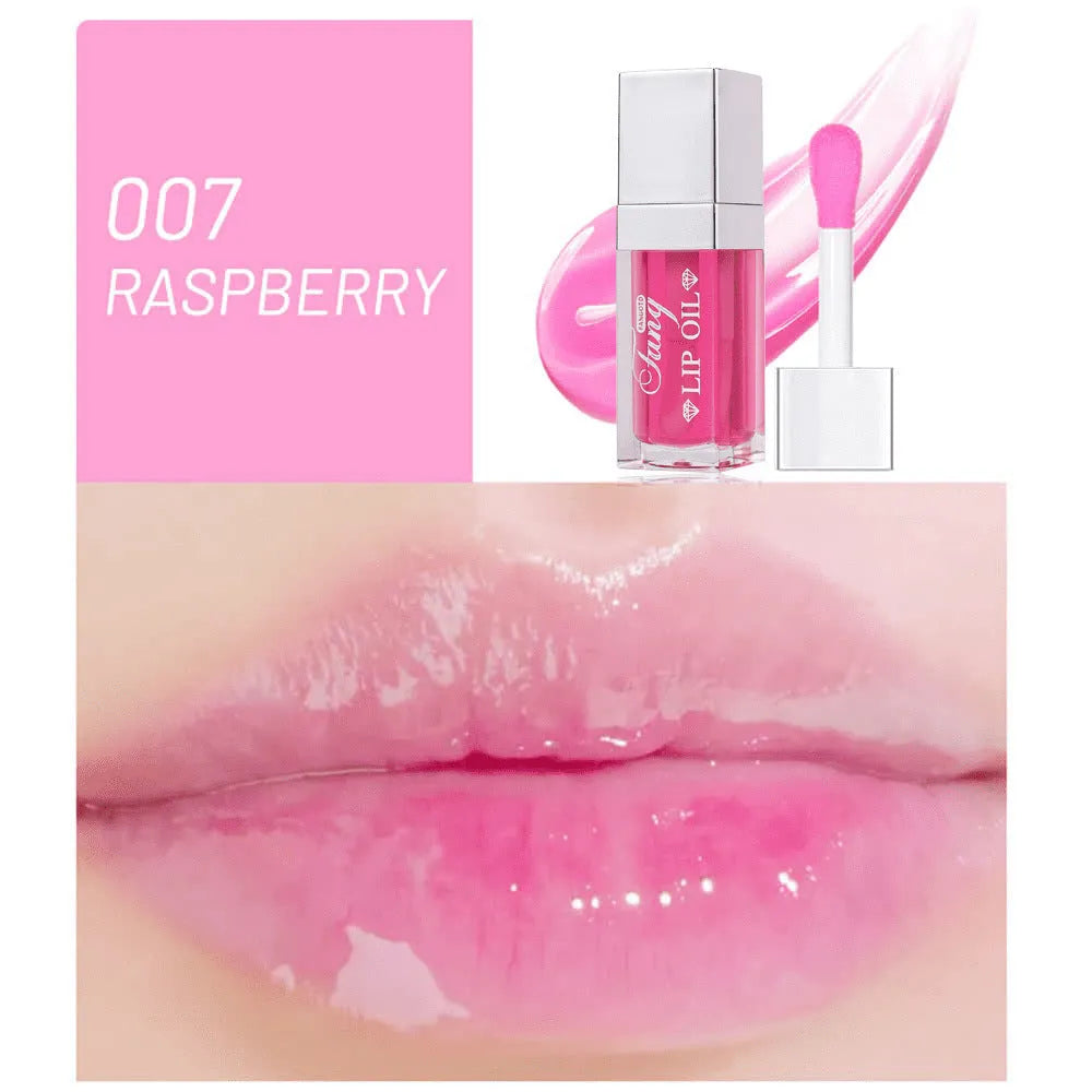 Five colour options of bright lip gloss mint lipstick with moisturising lip essence oil formula