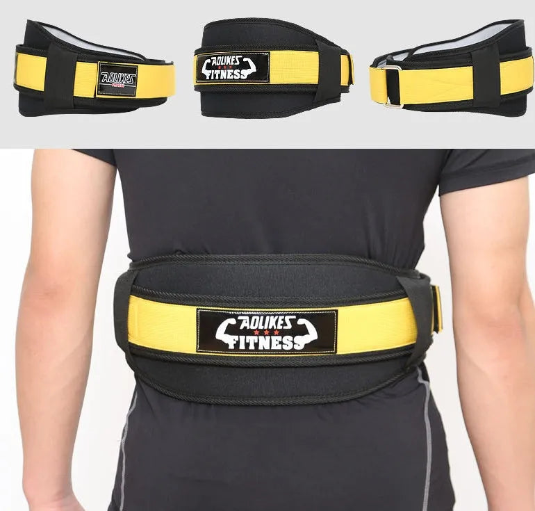 Nylon fitness weightlifting waistband support belt in black colour