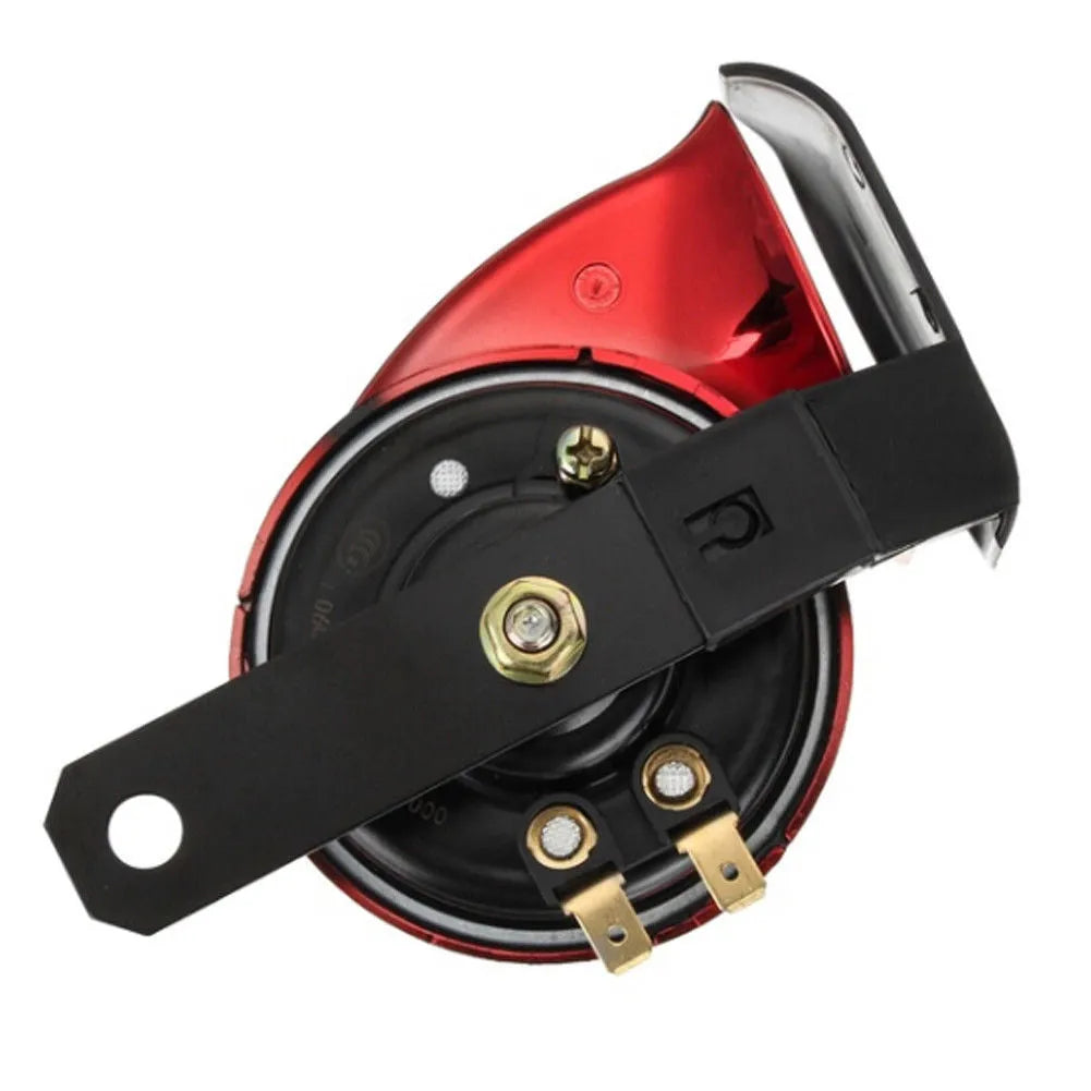 12V waterproof motorcycle snail horn in black with mounting bracket