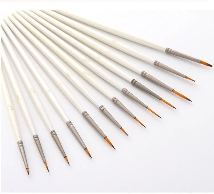 Set of 12 pearl white fluorescent marker pens with a solid wood pen holder for artists.