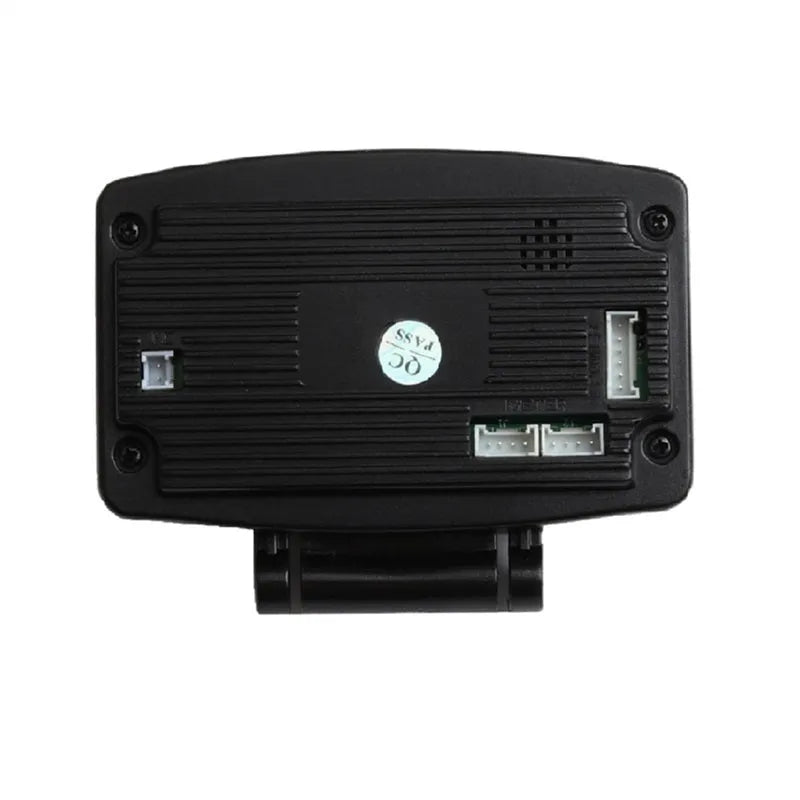 X1 Automotive OBD diagnostic instrument with LED display, metal housing, and connected power cord.