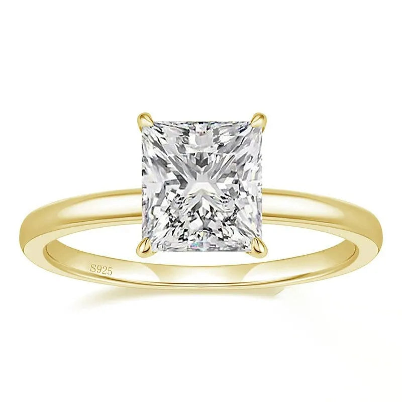 A simple geometric 925 sterling silver ring for women, shown in silver, gold, and rose gold colour options on a grey background.