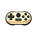 Mini handheld video game console with 20 built-in NES games, shown in black, measuring 85x45x15mm with AV output cable